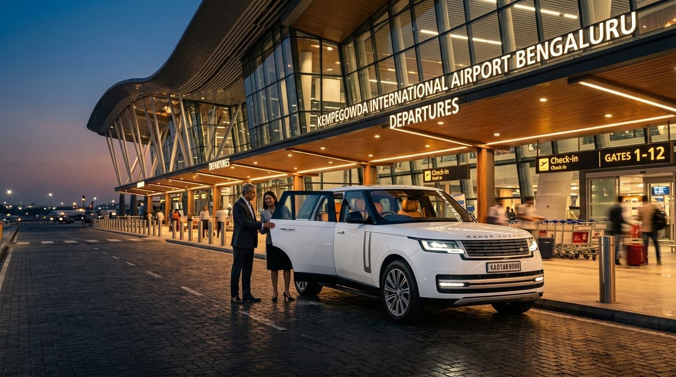 Premium taxi waiting at airport terminal